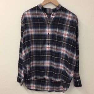Madewell Popover Plaid Top